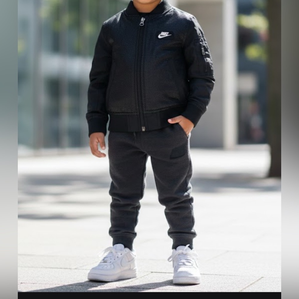 Nike Kids Black Textured Puffer Jacket